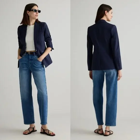 Quince Scuba Dickey Jacket in Navy Blue Cashmere Dickey Blazer Insert Size Small - Picture 11 of 16